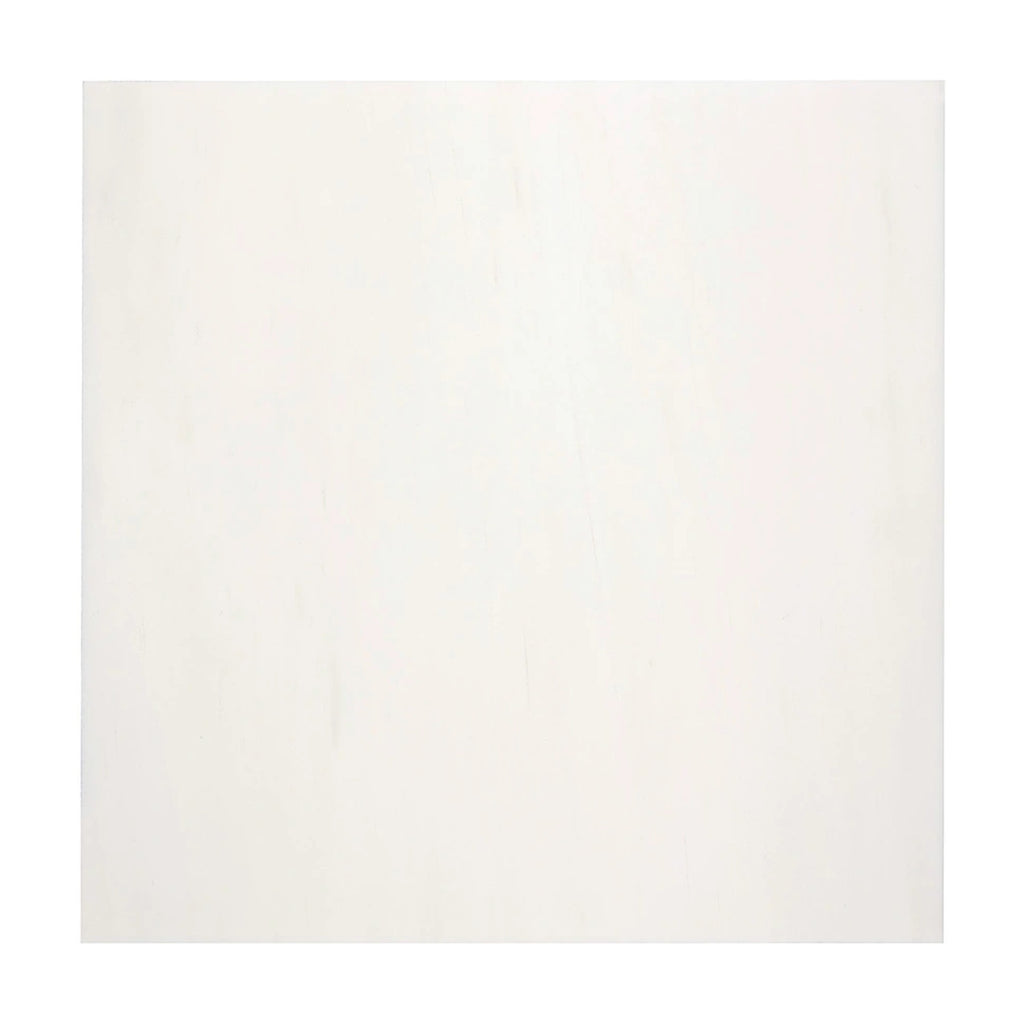 Aria Bianco Dolomite marble tile 18x18, square studio image showing subtle natural veining and soft tone variation.