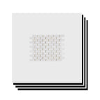 Stacked Aria Bianco Dolomite 1x2 brick marble mosaic sheets showing consistent color range and natural variation.