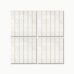 Aria Bianco Dolomite 2x2 marble mosaic shown in a clean grid layout with light grout for a classic wall or floor look.
