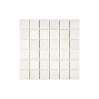 Aria Bianco Dolomite marble mosaic 2x2, square studio image of a mounted sheet with subtle veining and soft tone variation.