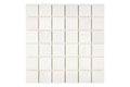 Aria Bianco Dolomite marble mosaic 2x2, studio image of a mounted sheet showing subtle natural veining and soft tone variation.