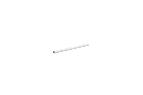 Aria Bianco Dolomite marble pencil liner trim 1/2x12, studio image showing a slim white stone profile with subtle natural veining for edging and finishing details.
