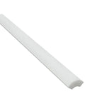 Aria Bianco Dolomite marble quarter round trim, studio image showing a rounded edge profile in soft white stone for corners and finishing transitions.