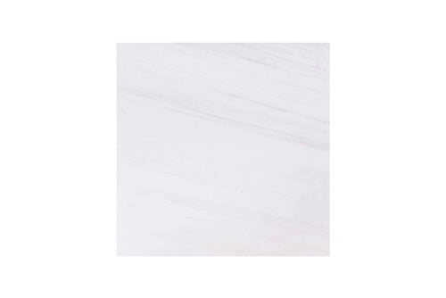 Aria Bianco Dolomite marble tile 12x12, square studio image showing soft white stone with subtle natural veining and tone variation.