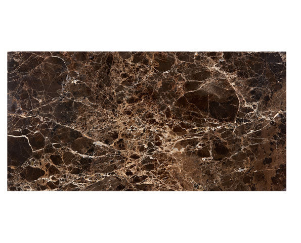 ARIA Emperador Dark marble 12x24 polished tile with rich brown color and natural cream white veining