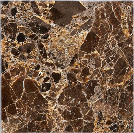 ARIA Emperador Dark marble 18x18 polished tile with rich brown color and natural cream white veining