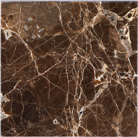 ARIA Emperador Dark marble 24x24 polished tile with rich brown color and natural cream white veining