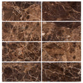 ARIA Emperador Dark marble 3x6 polished subway tile with rich brown color and natural cream white veining