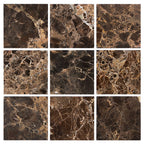 ARIA Emperador Dark marble 4x4 tumbled tile with warm brown color and natural cream white veining