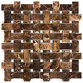 ARIA Emperador Dark marble basketweave polished mosaic with beige dots and natural cream white veining