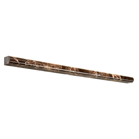 ARIA Emperador Dark marble 1/2 inch polished pencil liner with rich brown color and natural cream white veining