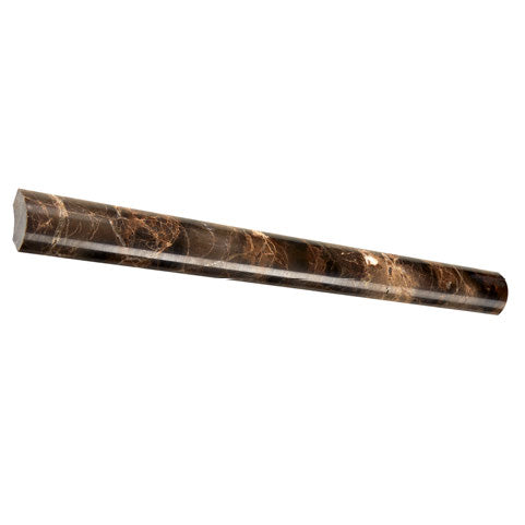 ARIA Emperador Dark marble polished quarter round trim with rich brown color and natural cream white veining