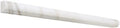 Aria Calacatta Gold marble bullnose liner trim, studio image showing a rounded finished-edge profile in bright white marble with warm gold veining for borders and transitions.