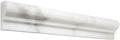 Aria Calacatta Gold marble ogee chair rail liner trim, studio image showing a molded profile in bright white marble with warm gold veining and soft gray movement for decorative borders and wall transitions.