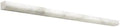 Aria Calacatta Gold marble pencil liner trim, studio image showing a slim rounded profile in bright white marble with warm gold veining for edging and finishing details.