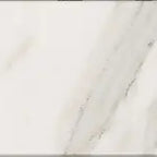 Aria Calacatta Gold marble tile 4x4, studio image showing a bright white background with warm gold veining and soft gray movement with natural variation.