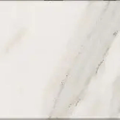 Aria Calacatta Gold marble tile 4x4, studio image showing a bright white background with warm gold veining and soft gray movement with natural variation.