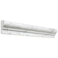 Aria Carrara White marble ogee chair rail molding, studio image showing a molded bright-white marble profile with soft gray veining for decorative borders and wall transitions.