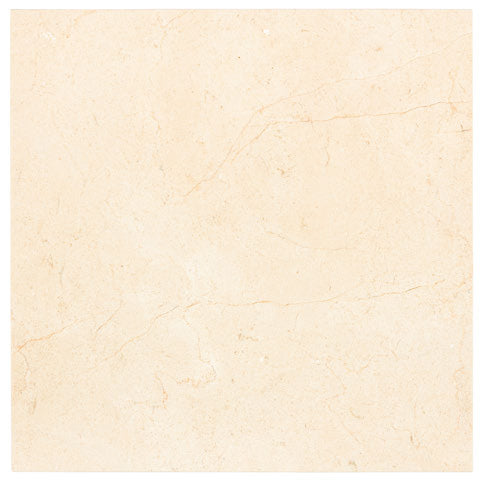 Aria Crema Marfil marble tile 18x18, studio image showing warm beige tone with gentle movement and natural variation for elegant floors, entryways, and spa-style bathrooms.