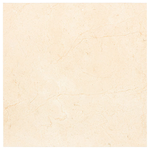 Aria Crema Marfil marble tile 4x4, studio image showing a warm beige tone with gentle movement and natural variation for classic backsplashes, shower walls, and refined accents.