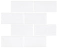 Aria Thassos White marble subway tile 3x6, studio image showing a crisp bright-white surface with minimal movement for clean backsplashes, shower walls, and classic wainscoting.