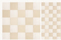Chalk Wash + Nomad Dune checkerboard porcelain tile pattern, matte finish, zero grout lines, 7x7 squares