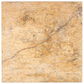 Forum Terra Autumn Leaves (Scabos) travertine tile 18x18 tumbled, studio image showing sun-baked creams, tans, and deeper earthy accents with natural pores, softened edges, and rich variation for welcoming floors, entryways, and warm spa-style bathrooms.