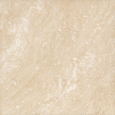 Forum Terra Ivory travertine tile 4x4 honed, studio image showing warm ivory-beige tone with natural pores and quiet variation for relaxed backsplashes, shower walls, and timeless accents.