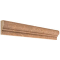Forum Terra Umber travertine ogee chair rail liner, studio image showing a molded rich brown profile with natural pores and subtle variation for decorative borders and wall transitions.