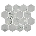 HexaFusion Botanica Clover Petal matte pressed glass hexagon mosaic, 3 inch hex, mesh-mounted sheet