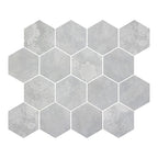 HexaFusion Botanica Ivy Vale matte pressed glass hexagon mosaic, 3 inch hex, mesh-mounted sheet