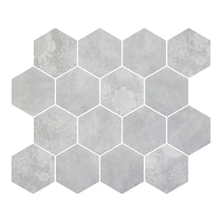 HexaFusion Botanica Ivy Vale matte pressed glass hexagon mosaic, 3 inch hex, mesh-mounted sheet