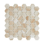 HexaFusion Mineral Midnight Veil matte pressed glass hexagon mosaic, 1.5 inch hex, mesh-mounted sheet