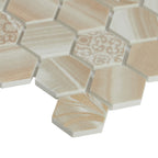 HexaFusion Mineral Midnight Veil matte pressed glass hexagon mosaic surface, 1.5 inch hex