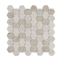 HexaFusion Mineral Slate Mist matte pressed glass hexagon mosaic, 1.5 inch hex, mesh-mounted sheet