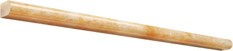 Opalus Honey onyx pencil liner trim polished, studio image showing a slim rounded profile with warm honey-gold translucency and natural onyx veining for edging and finishing details.