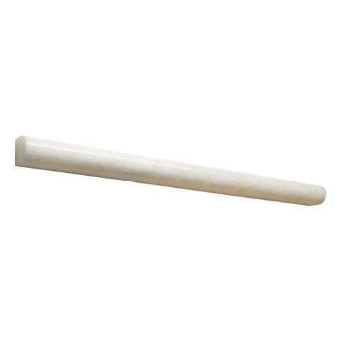 Opalus Vanilla onyx bullnose liner trim, studio image showing a rounded finished edge profile in creamy ivory onyx with natural translucency and subtle veining variation for borders and transitions.