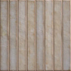 Stone Ash Spanish Brick ceramic mosaic, 14×14 matte — close-up of grout-through brick texture