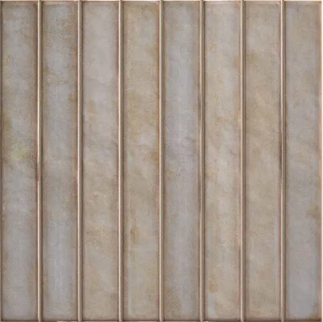 Stone Ash Spanish Brick ceramic mosaic, 14×14 matte — close-up of grout-through brick texture