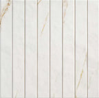 Sunlit Brass Spanish Brick ceramic mosaic, 14×14 matte — close-up showing grout-through brick texture and warm veining
