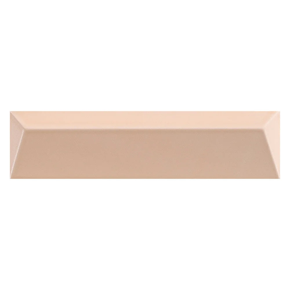 Terracraft Tempo Arc 2x8 ceramic wall tile in Blush Mist, satin curved relief texture