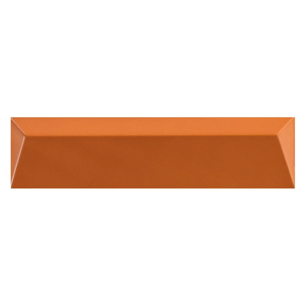 Terracraft Tempo Arc 2x8 ceramic wall tile in Spice Ember, satin curved relief texture