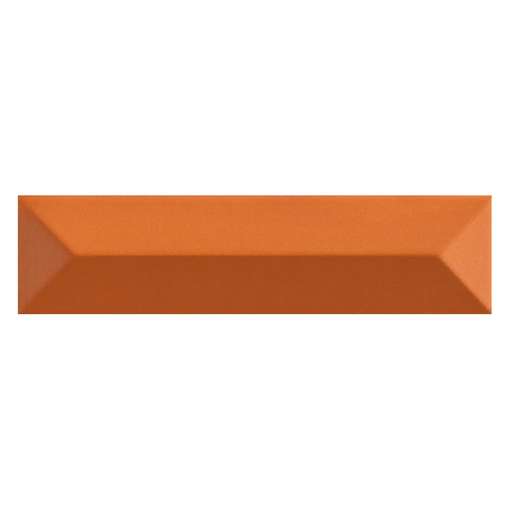 Terracraft Tempo Crest 2x8 ceramic wall tile in Spice Ember, satin sculpted texture