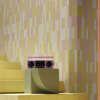 Tempo tile wall installation showing Blush Mist and Spice Ember vertical pattern.