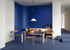 Deep Cobalt Tempo tile feature wall installed in a modern dining area.