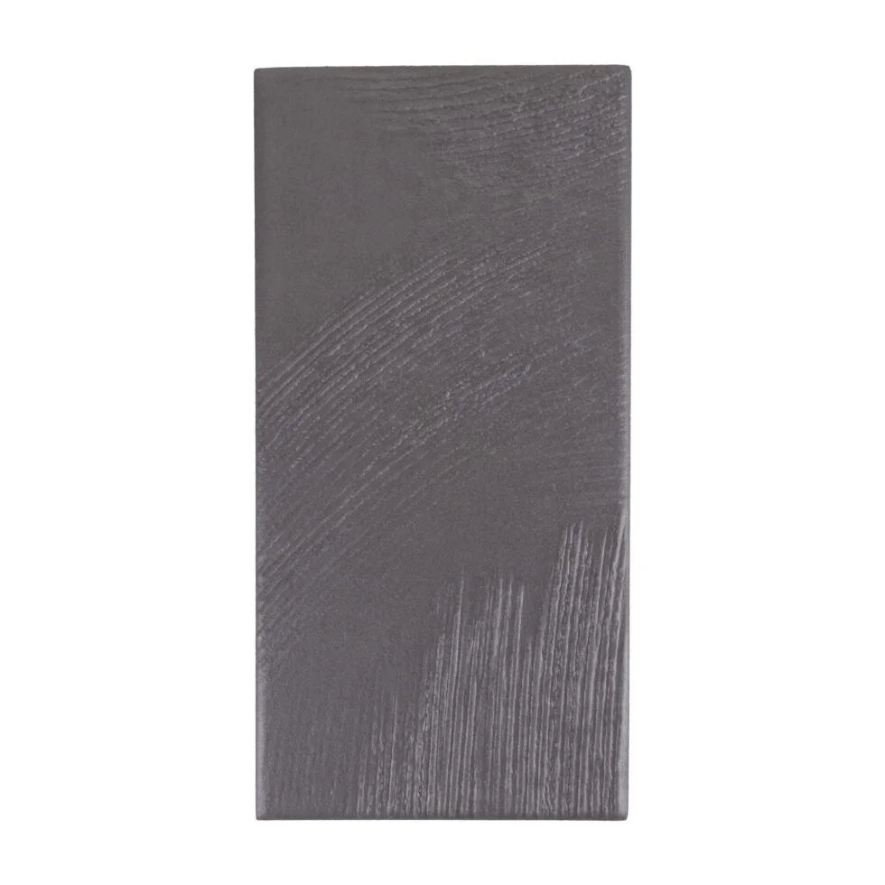 Carbon Slate troweled plaster-look porcelain tile, 3.5 x 7 inch, straight-on view