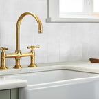 Chalk Wash troweled plaster-look porcelain tile installed as backsplash, 3.5 x 7 inch