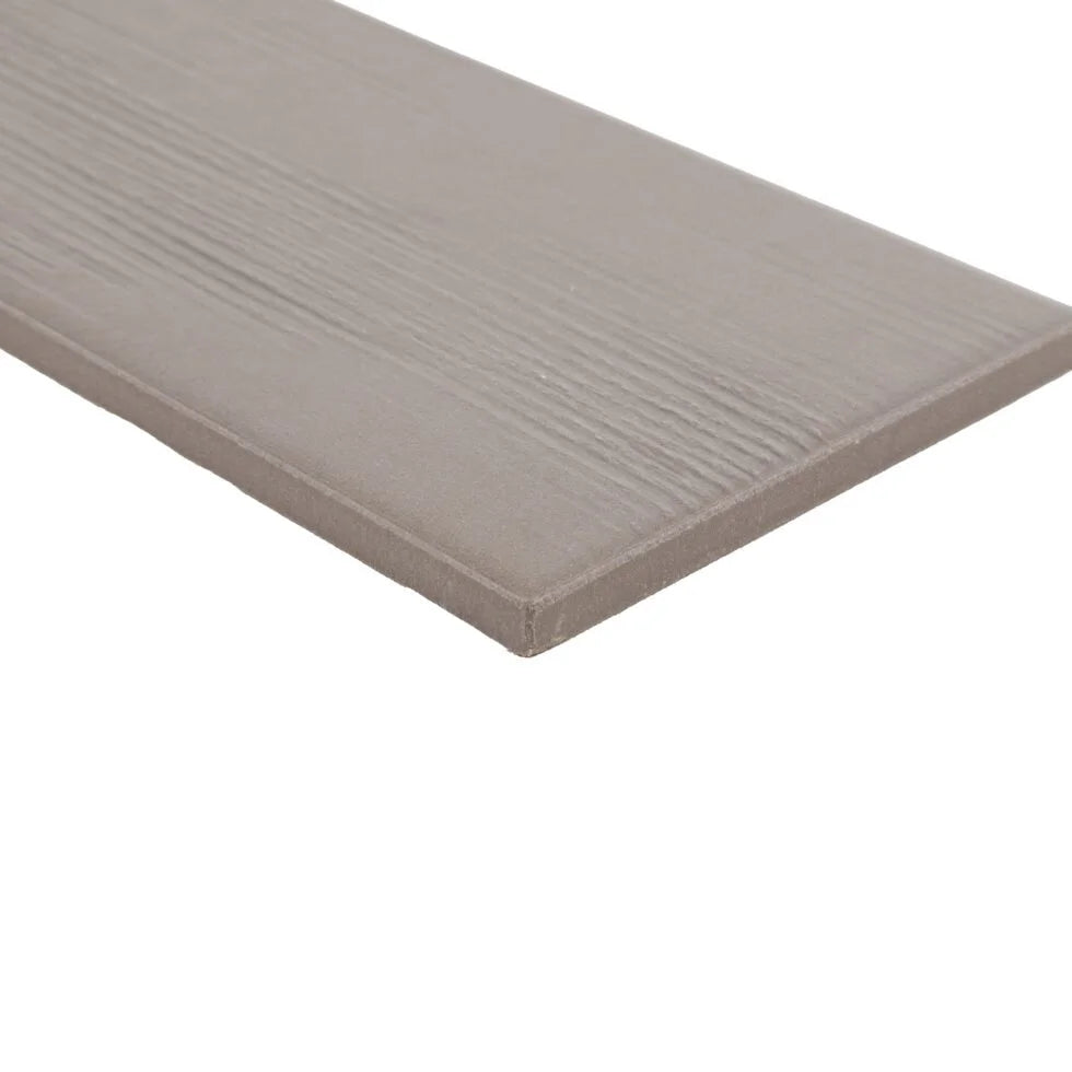 Graphite Shadow troweled plaster-look porcelain tile, 3.5 x 7 inch, angled edge and texture detail
