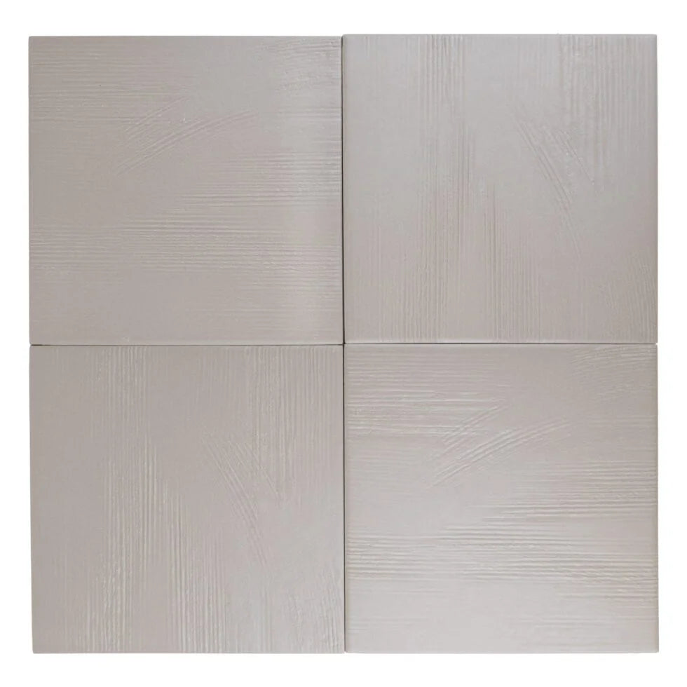 Graphite Shadow troweled plaster-look porcelain tile, 7 x 7 inch, variation across multiple faces