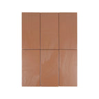 Kiln Amber troweled plaster-look porcelain tile, 3.5 x 7 inch, variation across multiple faces